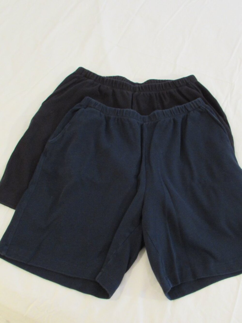 Lands End 2 Pairs Black/Navy Sport Knit Shorts Medium